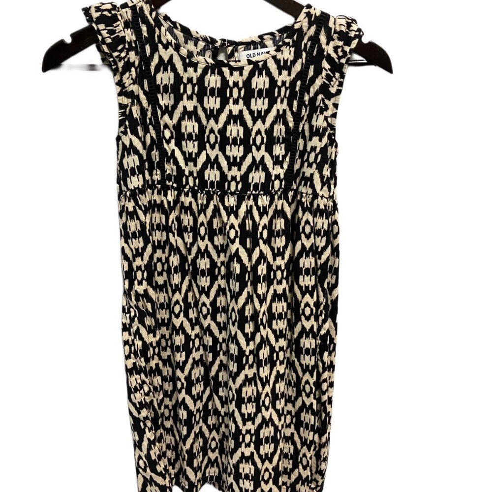 2/$20 Old Navy Girls Aztec Black and Cream Tank Shift Dress, Size 8